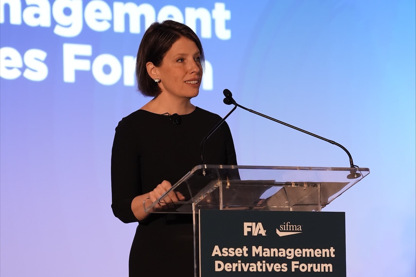 Lindsey Keljo giving remarks at SIFMA and FIA's Asset Management Derivatives Forum 2026